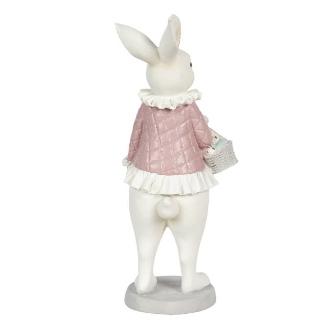 Decoratiune Pasti iepuras fetita cu costumas mov, 24 cm