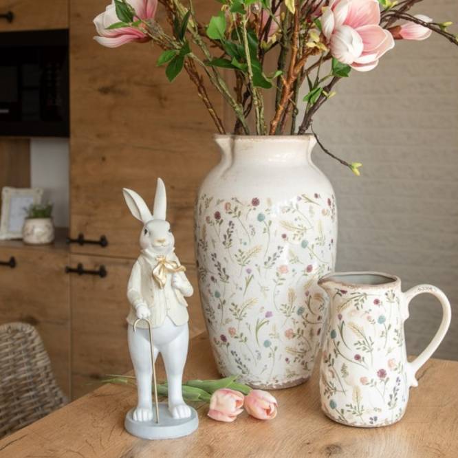 Decoratiune Pasti, iepuras cu baston, crem-auriu, 31 cm