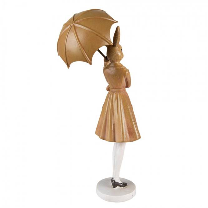 Decoratiune Paste Iepuras domnisoara cu umbrela polirasina 28 cm