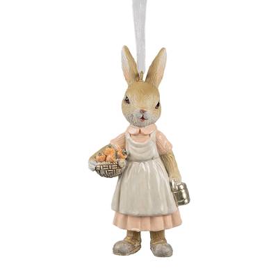 Decoratiune Pasti fetita iepuras de agatat cu cos si stropitoare, 12 cm
