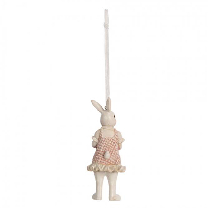 Figurina Pasti de agatat, iepuroaica alba cu rochita roz 10 cm