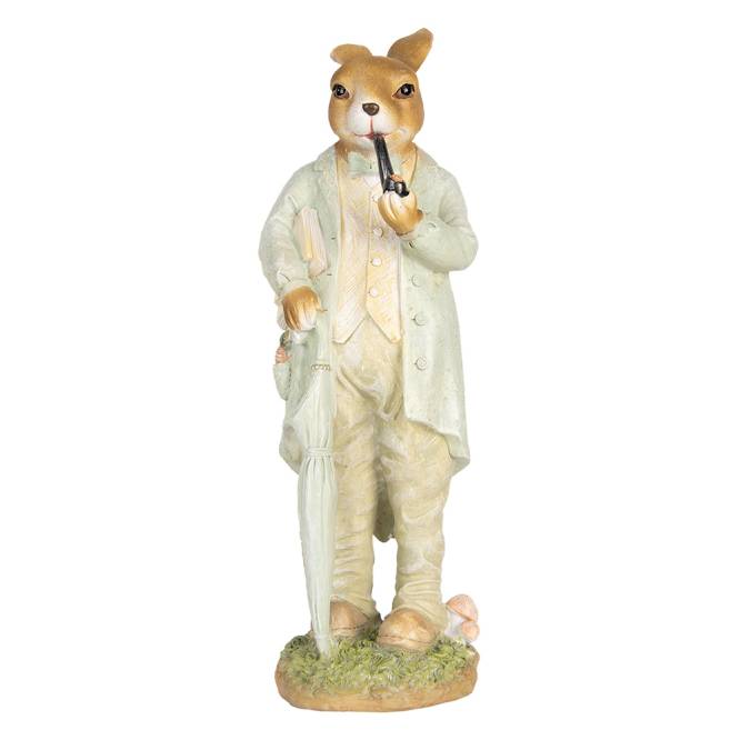 Decoratiune Pasti iepure la plimbare, model rustic, 33 cm