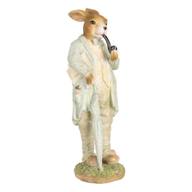 Decoratiune Pasti iepure la plimbare, model rustic, 33 cm