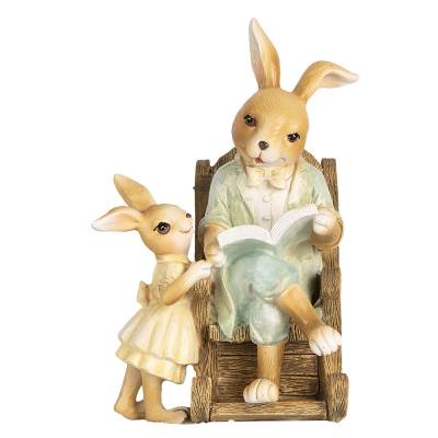 Decoratiune Pasti iepurasi citind o carte, 17 cm