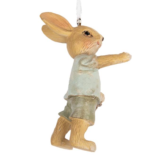 Decoratiune Pasti de agatat iepuras cu cosulet, 8 cm