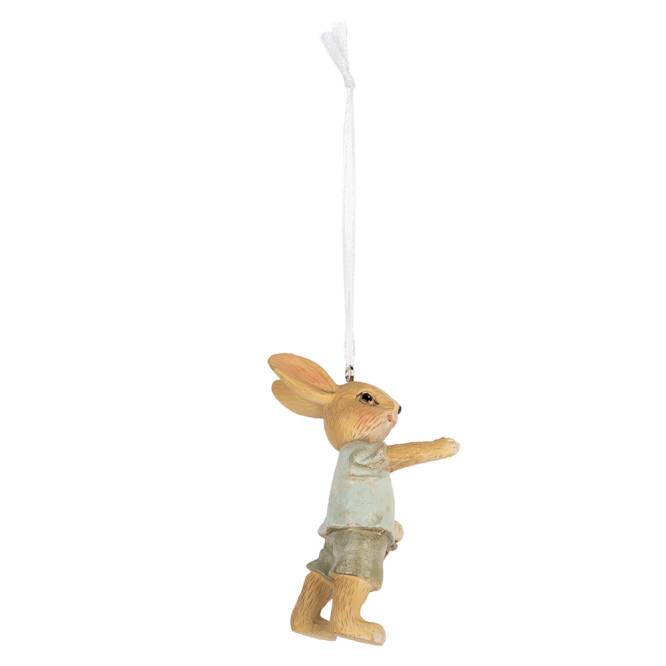 Decoratiune Pasti de agatat iepuras cu cosulet, 8 cm
