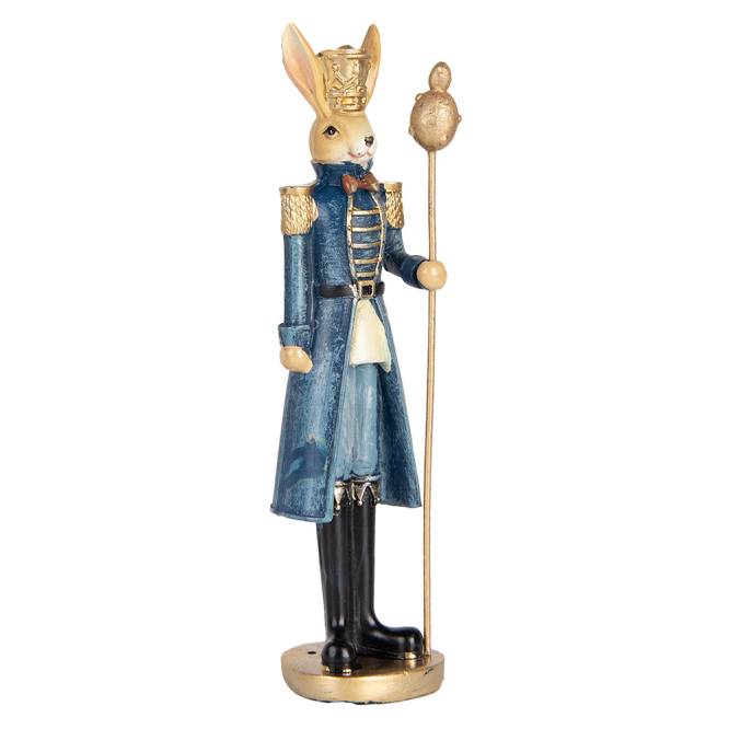 Decoratiune Pasti iepuras in costum albastru de ofiter, 18 cm