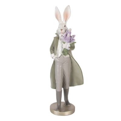 Decoratiune Pasti iepure elegant cu buchet de liliac, 53 cm