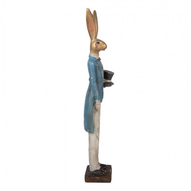 Decoratiune Pasti iepuras elegant cu frac si joben, model antichizat, 32 cm