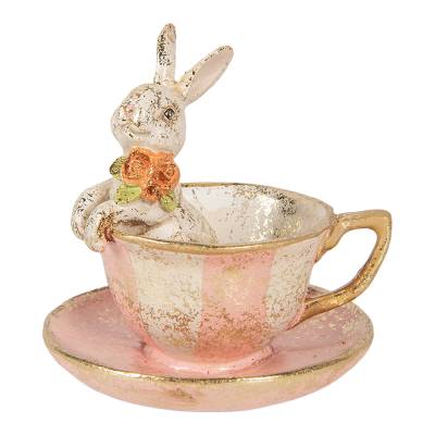 Decoratiune Pasti iepuras in cescuta, model antichizat, 12 cm