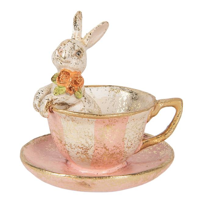 Decoratiune Pasti iepuras in cescuta, model antichizat, 12 cm