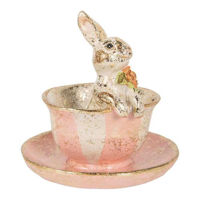 Decoratiune Pasti iepuras in cescuta, model antichizat, 12 cm