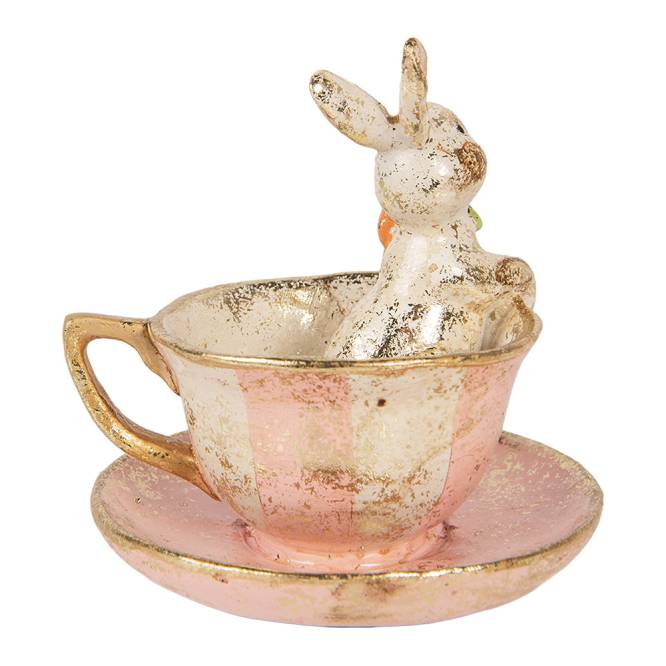 Decoratiune Pasti iepuras in cescuta, model antichizat, 12 cm