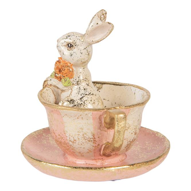 Decoratiune Pasti iepuras in cescuta, model antichizat, 12 cm