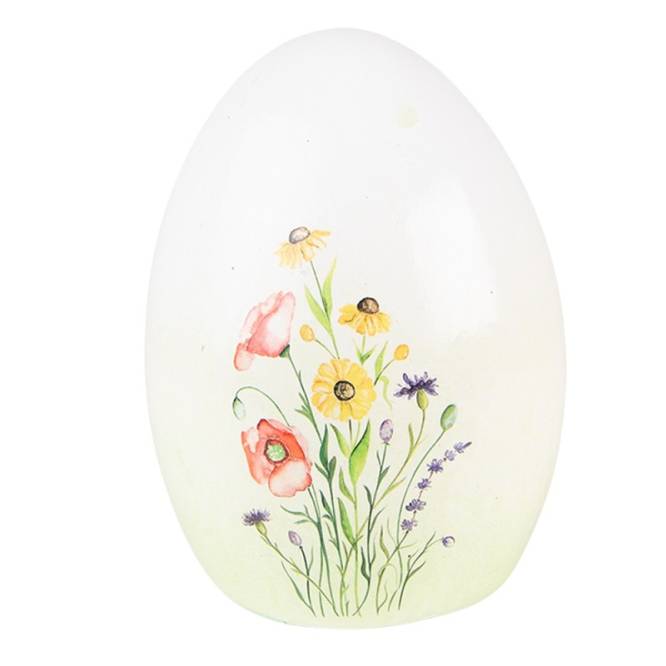 Decoratiune Pasti ou din ceramica cu model floral 14 cm