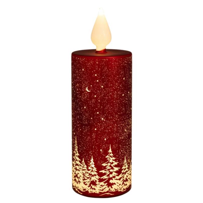 Decoratiune Craciun luminoasa sub forma de lumanare rosie, 27 cm