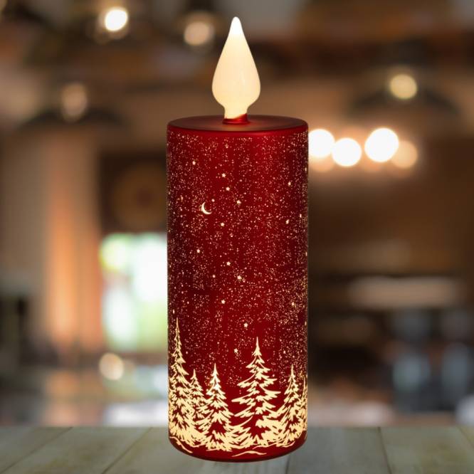 Decoratiune Craciun luminoasa sub forma de lumanare rosie, 27 cm