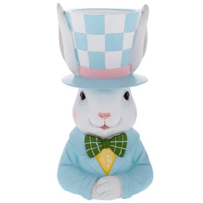 Decoratiune Pasti, iepuras cu suport pentru ghiveci de flori, 33 cm