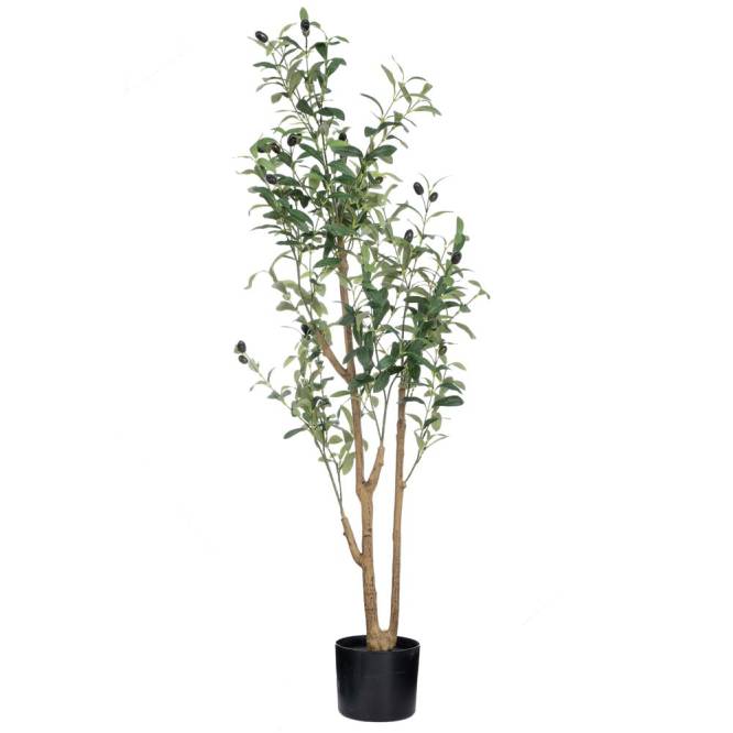 Planta decorativa artificiala maslin in ghiveci negru, 124 cm
