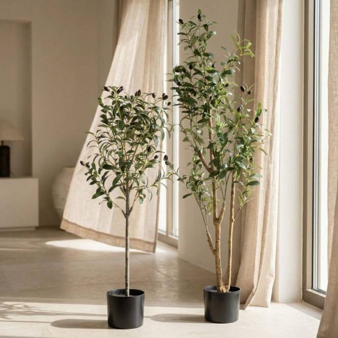 Planta decorativa artificiala maslin in ghiveci negru, 124 cm