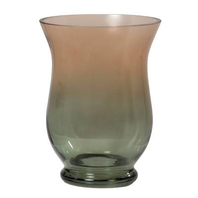 Vaza din sticla pentru flori, culoare verde-maronie, 21 cm