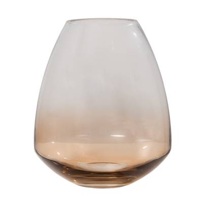 Vaza din sticla pentru flori, culoare aramiu transparent, 20 cm