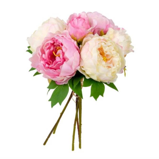 Buchet bujori roz si crem 32 cm