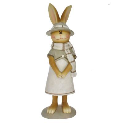 Decoratiune Paste iepuras elegant cu palarie polirasina 33 cm