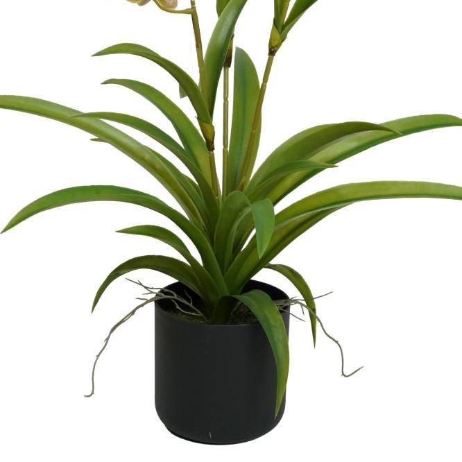Orhidee artificiala Oncidium mov cu 3 fire, in vas de plastic, 70 cm