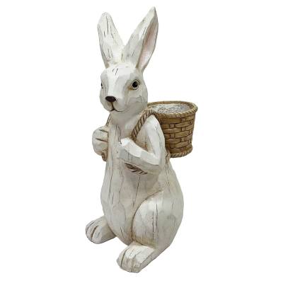 Decoratiune Pasti iepuras cu cos pentru flori, 42 cm