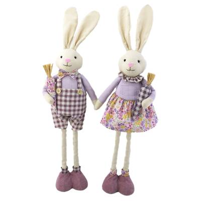 Set 2 decoratiuni Pasti pereche iepurasi, cu picioare telescopice, 95 cm