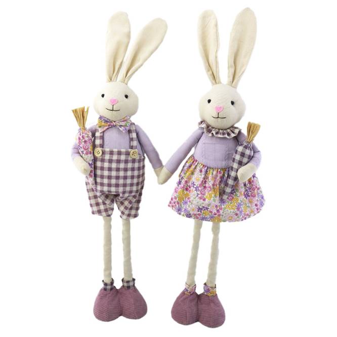 Set 2 decoratiuni Pasti pereche iepurasi, cu picioare telescopice, 95 cm
