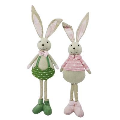 Set 2 decoratiuni Pasti pereche iepurasi, material textil, 66 cm