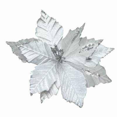 Decoratiune brad Floare argintie 25 cm
