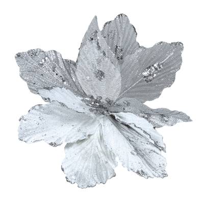 Decoratiune brad floare alba 25 cm