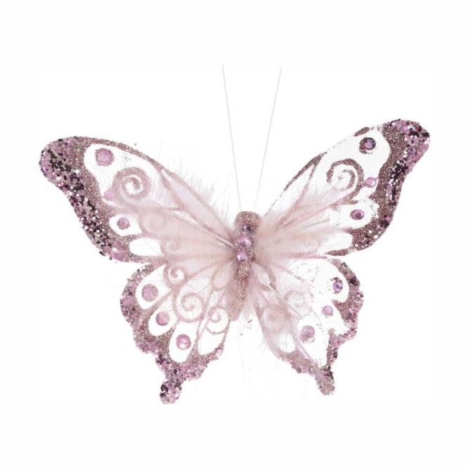 Decoratiune brad Fluture cu clips 15 cm