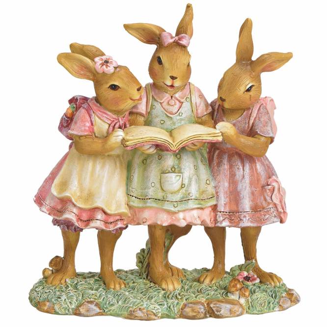 Grup de iepuri fetite care citesc, 16 cm