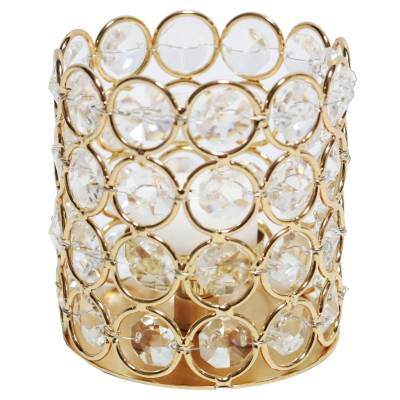 Decoratiune aurie cu pietre elegante pentru lumanare, 8 cm