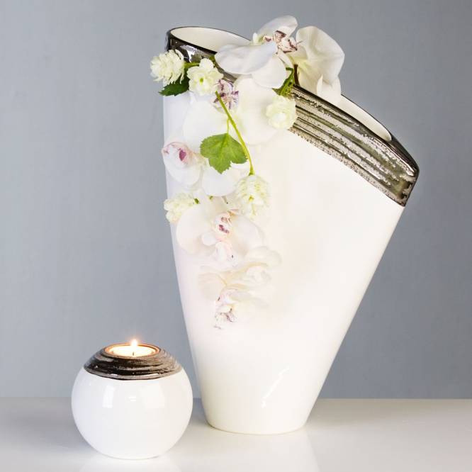 Vaza alba Penelope 40 cm ceramica
