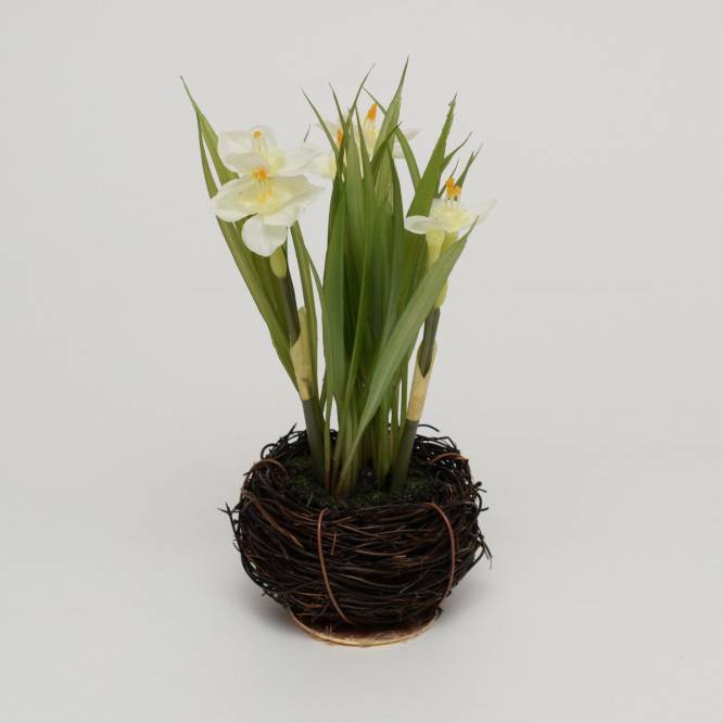 Flori de primavara artificiale in cuib, 20 cm
