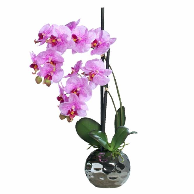 Orhidee artificiala Phalaenopsis mov cu aspect 100% natural 50 cm