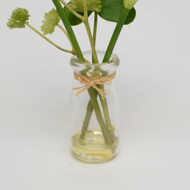 Cala alba 25 cm in vas de sticla, aspect 100% natural, artificiala