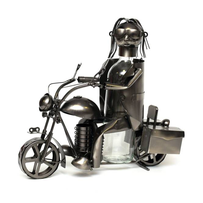 Suport metalic Motocicleta pentru sticla de vin, 35 cm