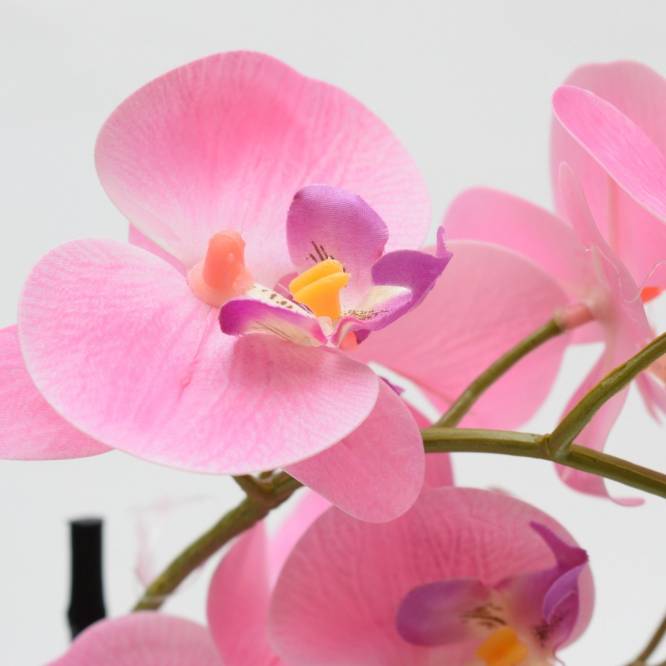 Orhidee artificiala  Phalaenopsis roz cu aspect 100% natural in bila de pamant, 45 cm