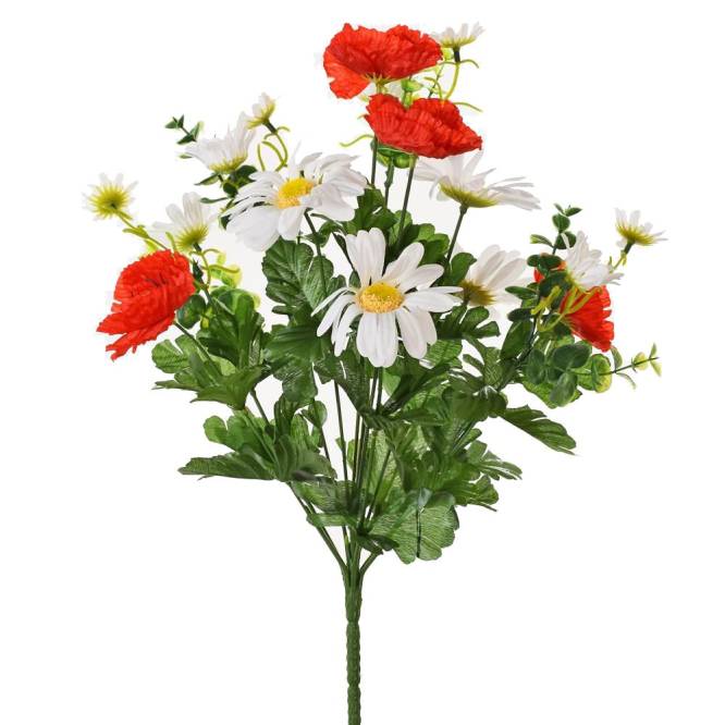 Buchet artificial margarete si mac, 41 cm
