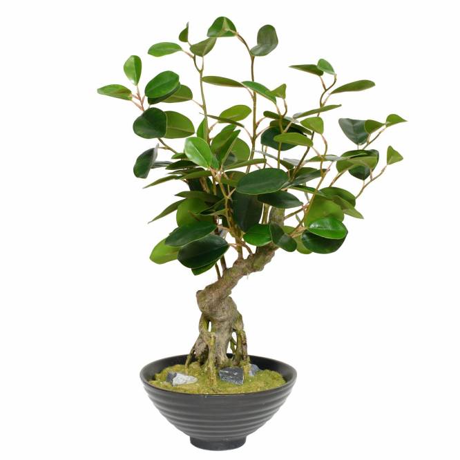 Bonsai artificial 48 cm Ficus in vas ceramic
