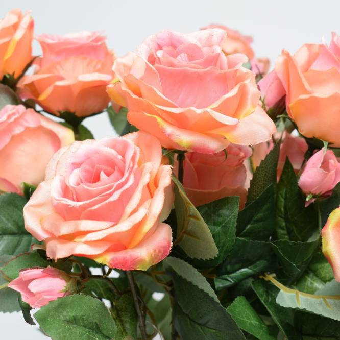 Buchet artificial trandafiri roz prafuit, 57 cm