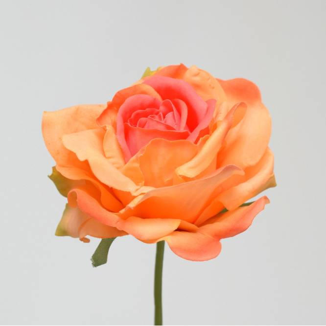 Trandafir artificial portocaliu 68cm cu aspect 100% natural