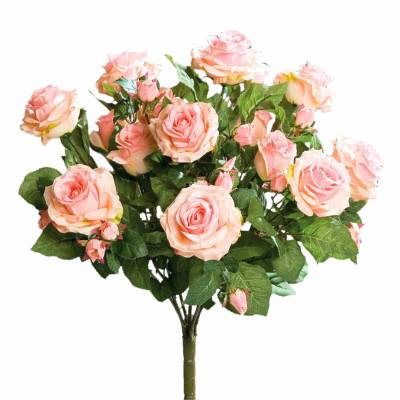 Buchet artificial trandafiri roz prafuit, 57 cm