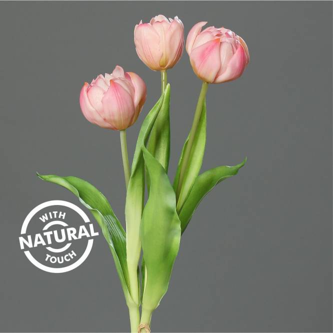 Lalele bujor roz artificiale, aspect 100% natural, 39 cm